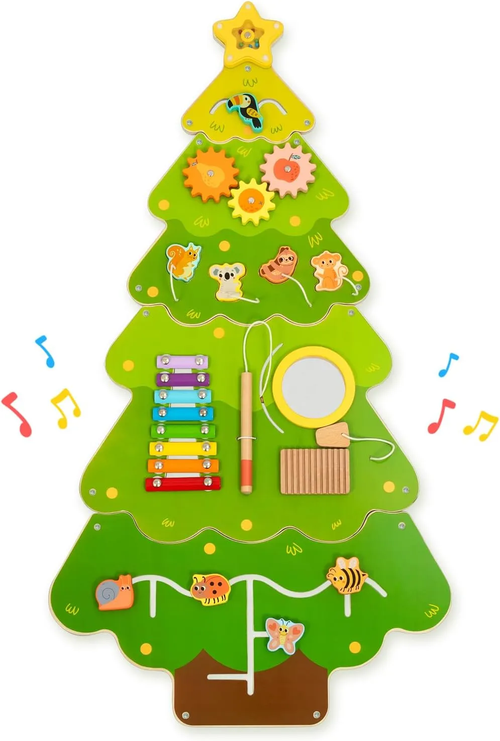 Tree Wall Busy Board Panel, Montessori Sensory Toy, Toddler Learning Activity Center, Toddler Learning Activity Center, Interactive Toys, Wooden Sensory Wall Develops Kids Skills in All Aspects