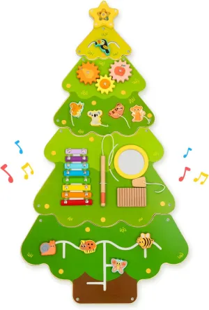 Tree Wall Busy Board Panel, Montessori Sensory Toy, Toddler Learning Activity Center, Toddler Learning Activity Center, Interactive Toys, Wooden Sensory Wall Develops Kids Skills in All Aspects