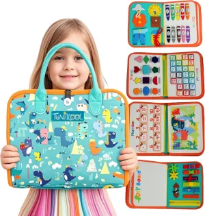 TUNJILOOL Montessori Busy Board - 8-in-1 Sensory Activity Book with Detachable Pages, Travel-Friendly Learning Toy for Fine Motor Skills & Preschool Education