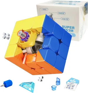 TUNJILOOL Moyu Super RS3M 2022 Magnetic Speed Cube, Professional 3x3 Stickerless Super RS3M Series Magnetic Version 3D Smooth Puzzle Magic Toy Travel Games for Adults and Kids (MF8828)