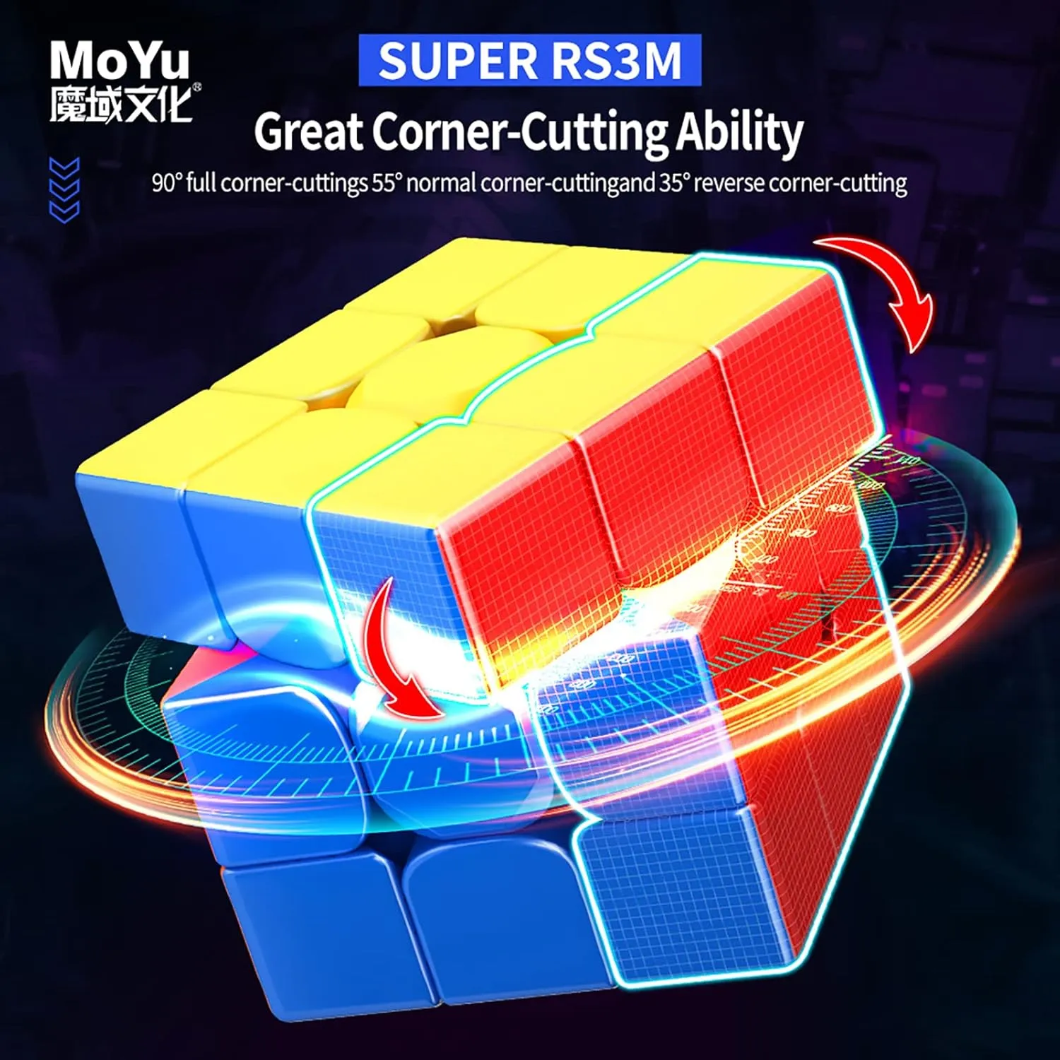 TUNJILOOL Moyu Super RS3M 2022 Magnetic Speed Cube, Professional 3x3 Stickerless Super RS3M Series Magnetic Version 3D Smooth Puzzle Magic Toy Travel Games for Adults and Kids (MF8828)