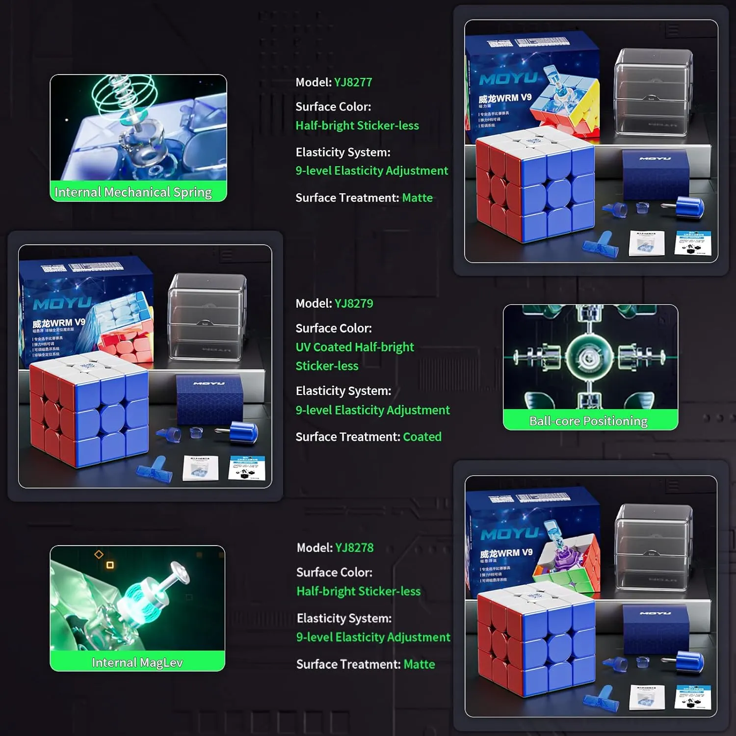 TUNJILOOL Moyu WRM V9 2023 3x3 Magnetic Speed Cube, moyu WeiLong WR M V9 Magnetic 3x3 Stickerless, WRM 2023 (Magnetic Version)