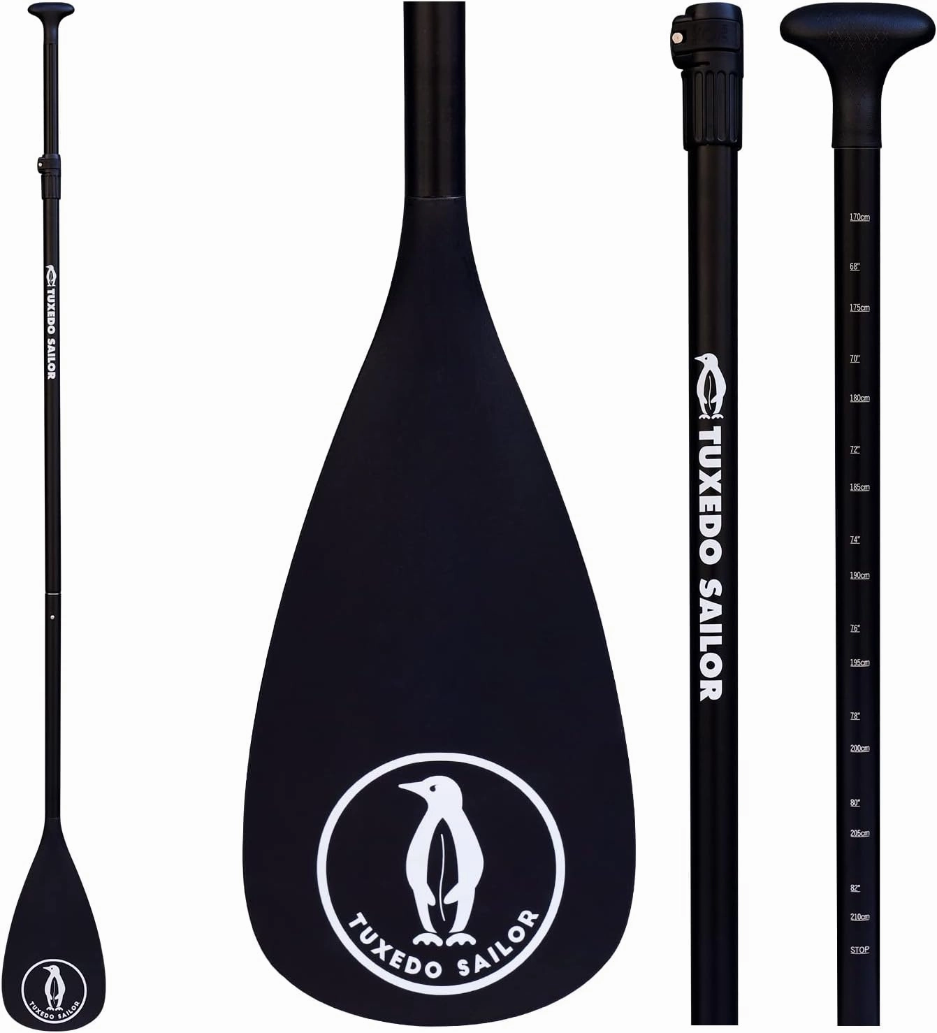 Tuxedo Sailor SUP Paddle - 3 Piece Adjustable Stand Up Paddle Board Paddle - Lightweight & Floating Paddle Board Oar - Durable and Packable, Reinforced Nylon Blades - Efficient Stroke