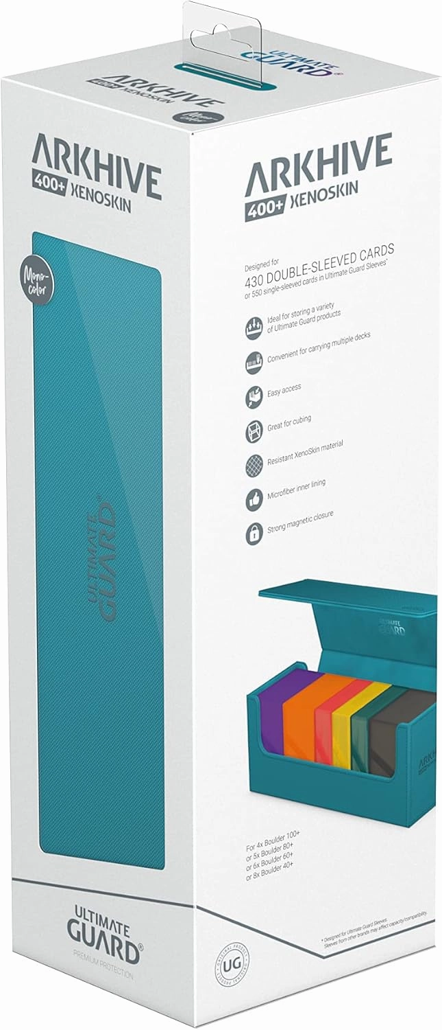 Ultimate Guard Arkhive 400 , Deck Case for 400 Double-Sleeved TCG Cards, Petrol, Compatible with Boulders, Magnetic Closure & Microfiber Inner Lining