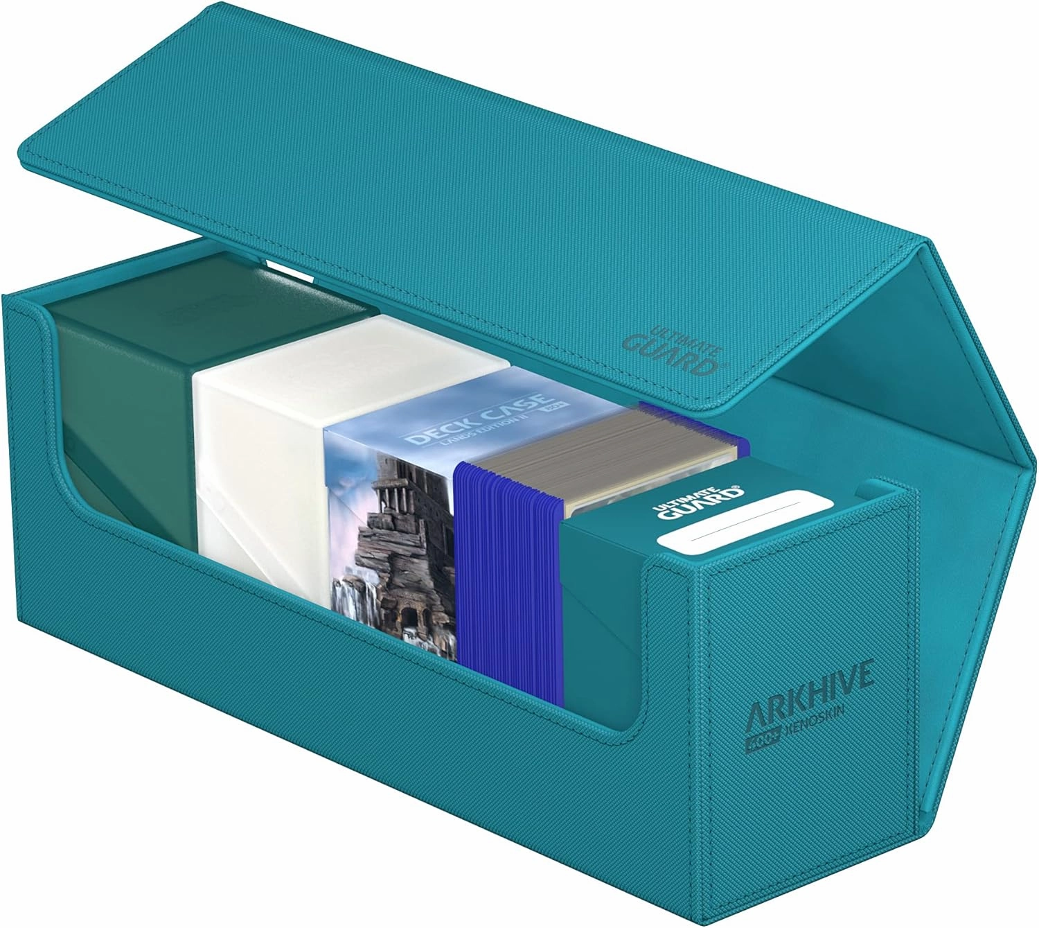 Ultimate Guard Arkhive 400 , Deck Case for 400 Double-Sleeved TCG Cards, Petrol, Compatible with Boulders, Magnetic Closure & Microfiber Inner Lining