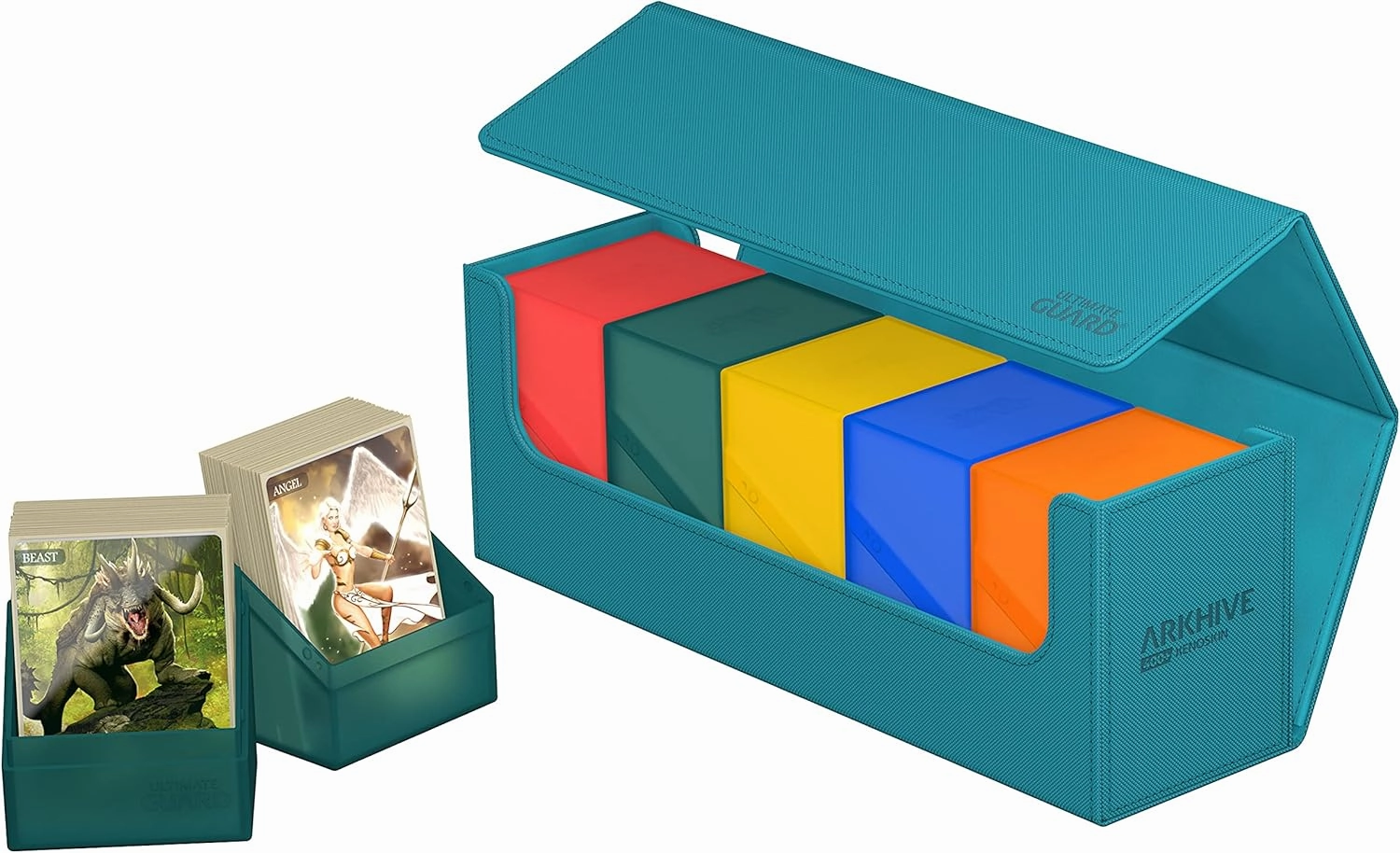 Ultimate Guard Arkhive 400 , Deck Case for 400 Double-Sleeved TCG Cards, Petrol, Compatible with Boulders, Magnetic Closure & Microfiber Inner Lining