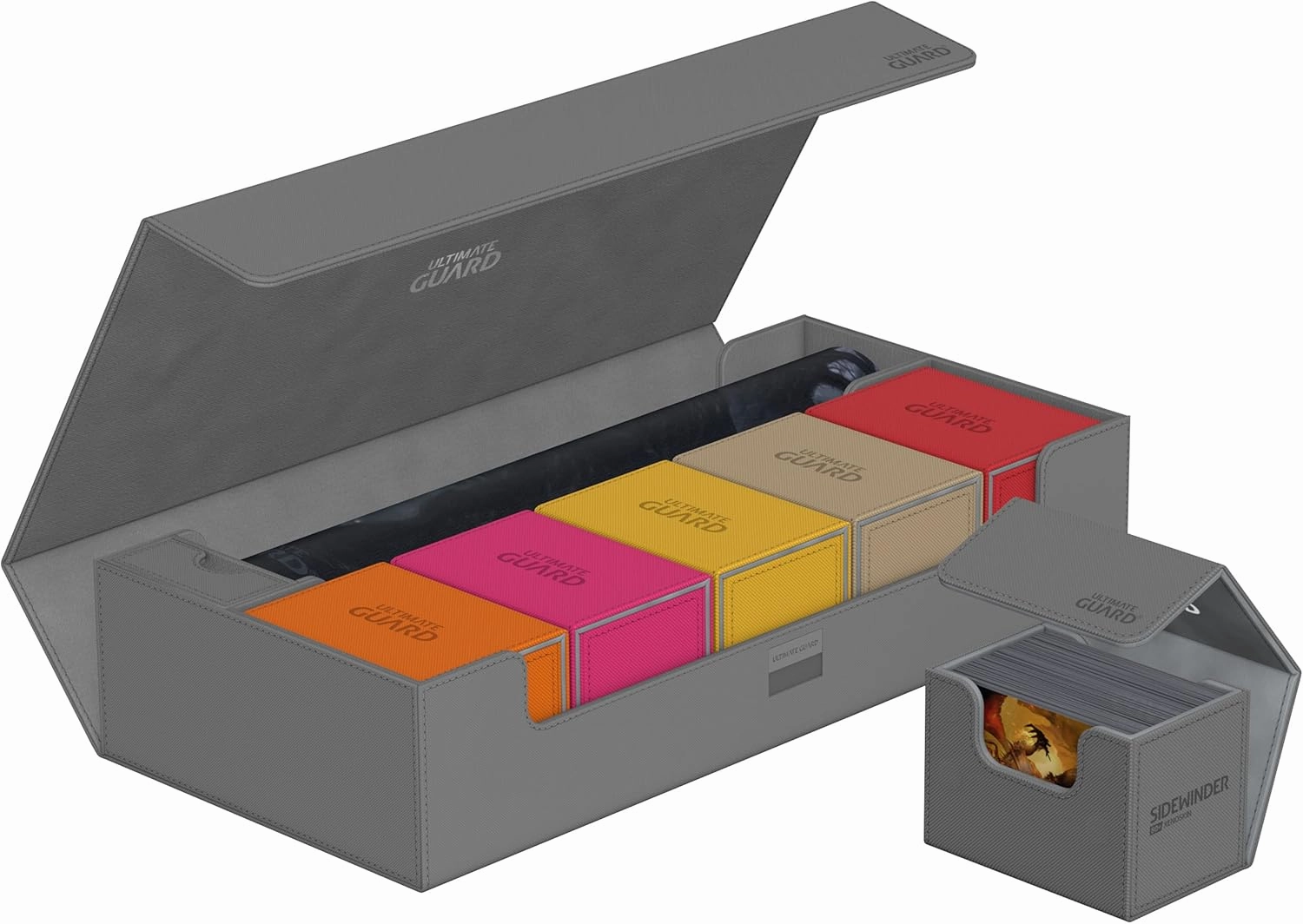 Ultimate Guard Superhive 550 , Deck Case for 550 Double-Sleeved TCG Cards, Grey, Compatible with Boulders, Magnetic Closure & Microfiber Inner Lining