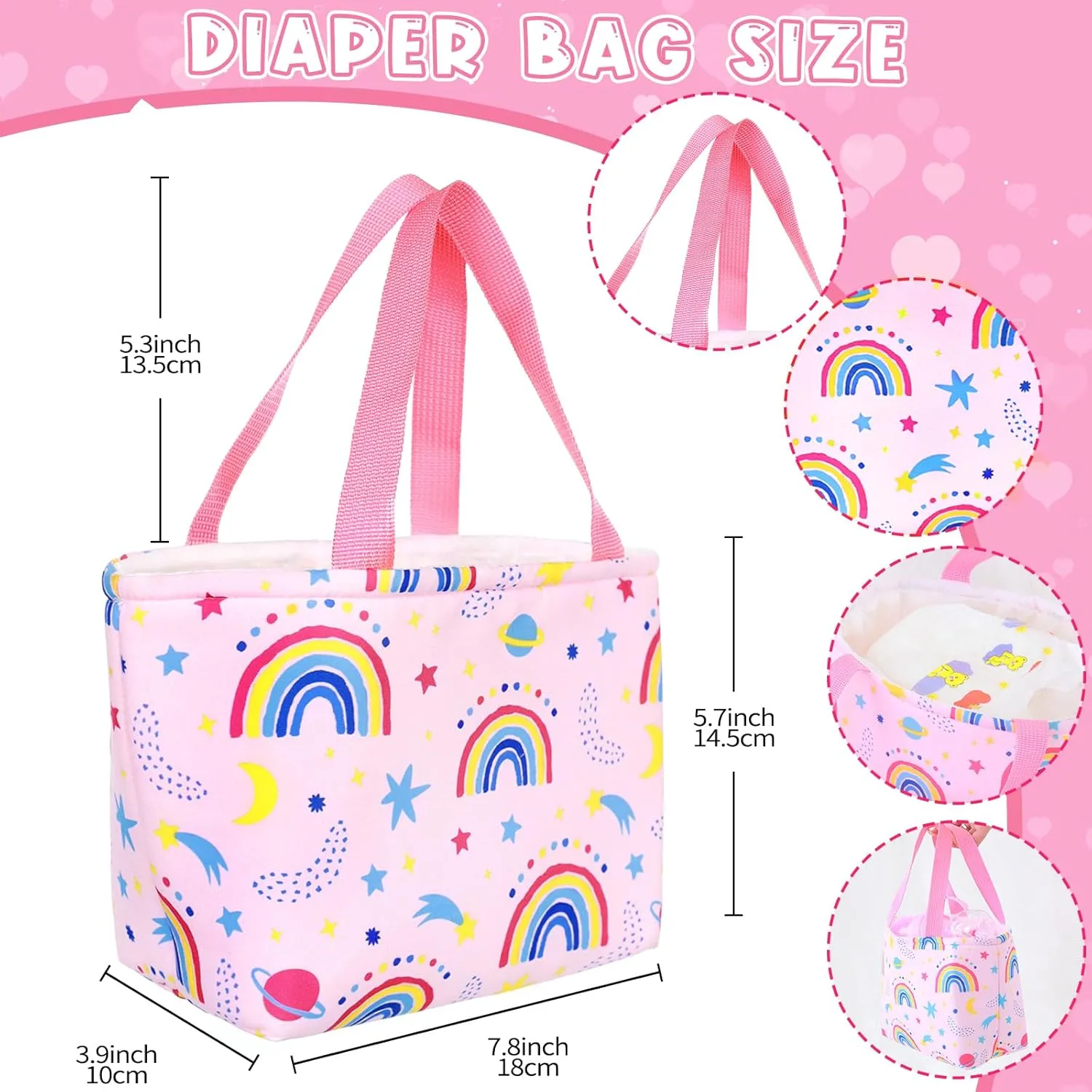 UNICORN ELEMENT 13 Pcs Baby Doll Clothes and Accessories for 14-18 inch Dolls, Baby Doll Feeding and Caring Set with Baby Doll Diaper Bag, Clothes, Diapers, Bottles, Pacifier, Best Gift for Kids