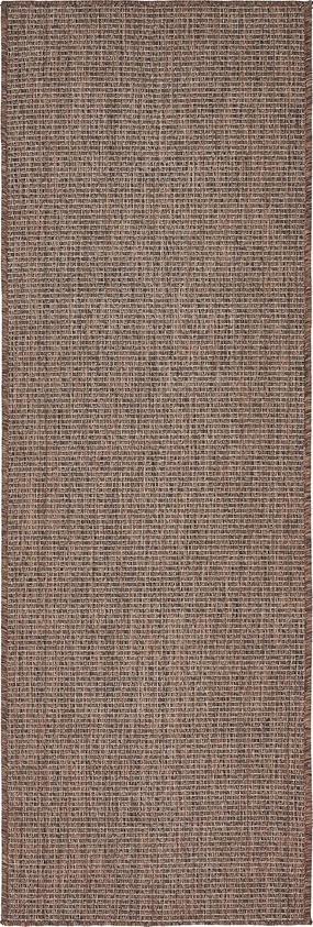 Unique Loom Collection Casual Transitional Solid Heathered Indoor/Outdoor Flatweave Area Rug (2' x 6' 1" Runner, Light Brown/Ivory)