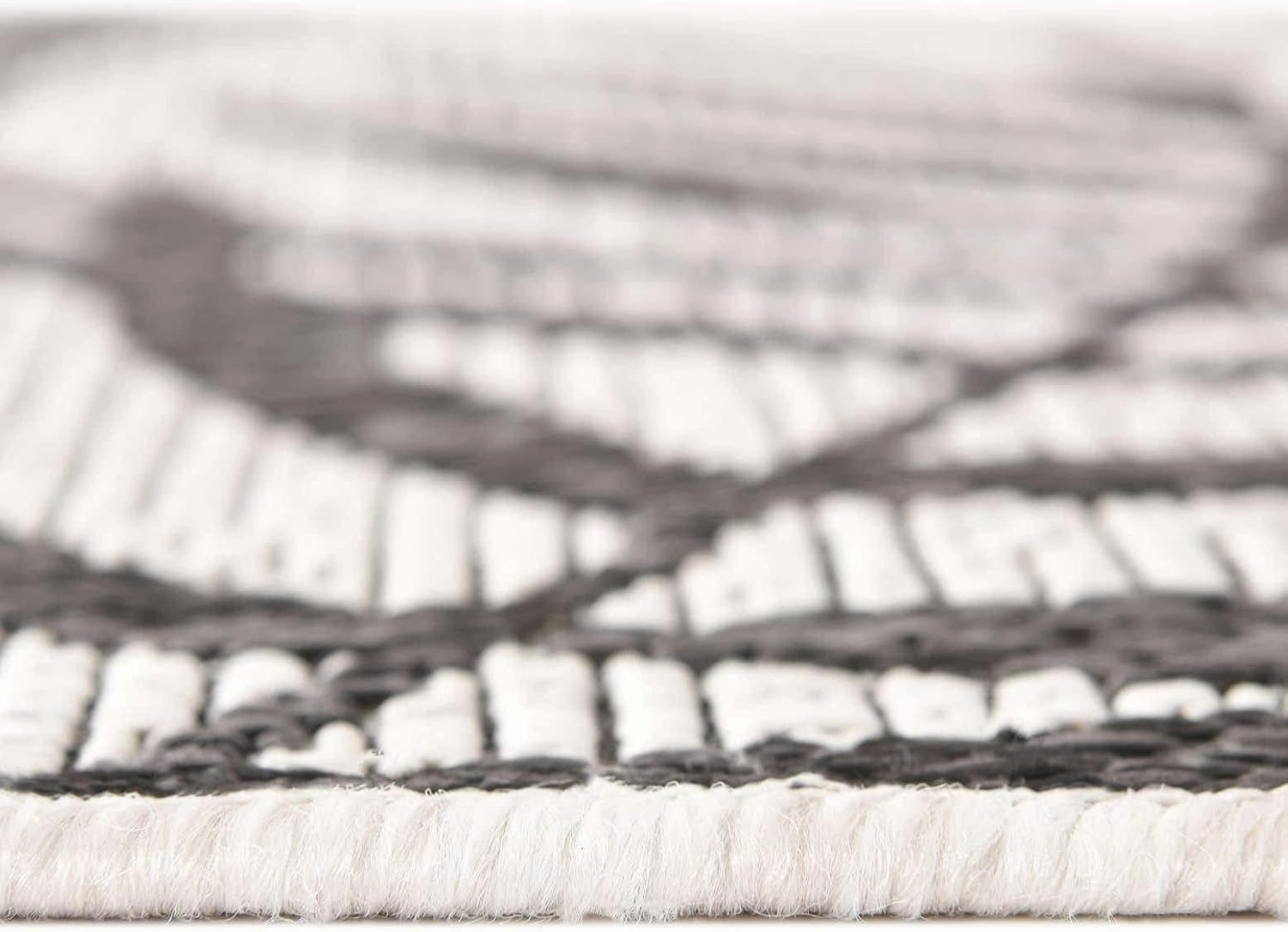 Unique Loom Outdoor Botanical Collection Area Rug - Palm (2' x 6' 1" Runner, Charcoal Ivory/ Gray)