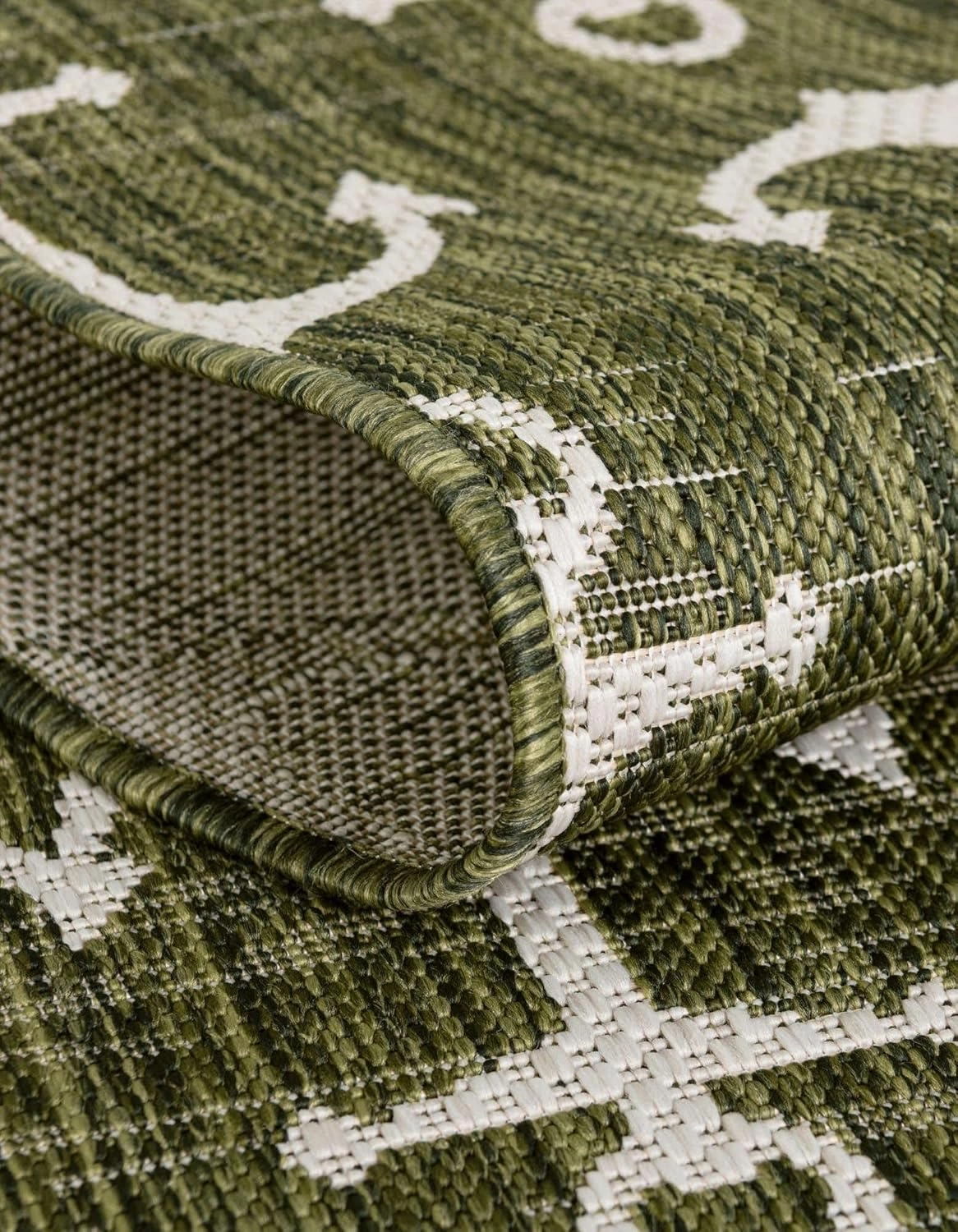 Unique Loom Outdoor Coastal Collection Area Rug - Ahoy (2' x 6' 1" Runner, Green/ Ivory)