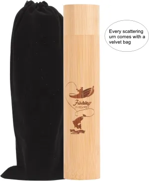 Up to 20 lbs Eco Bomboo Scattering Urn with Velvet Bag– Biodegradable Scattering Tube for Ashes - Travel Urn for Human Ashes - Urns for Human Ashes Male Female (Set of 4, Fishing)