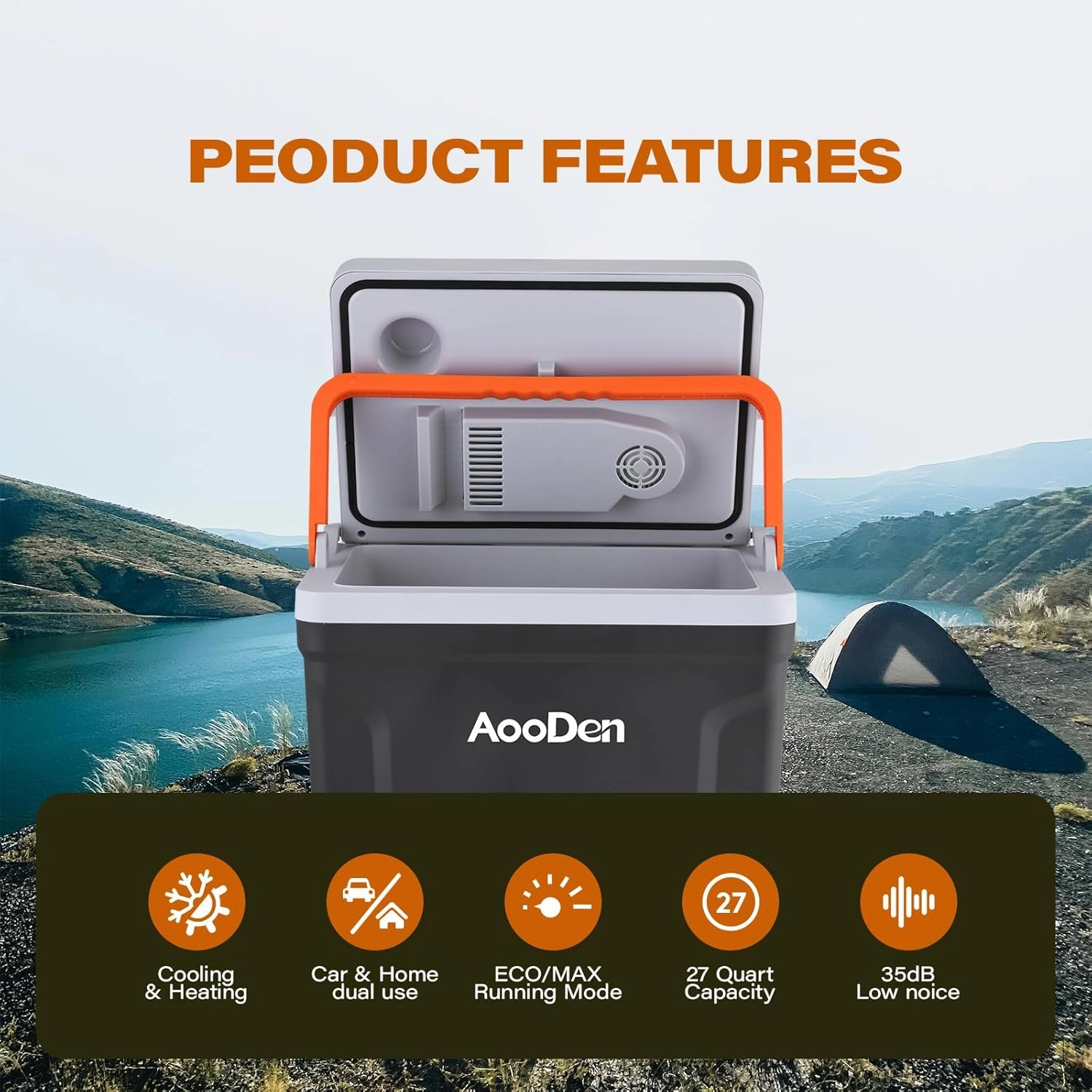Upgrade 27 Quart (25Liter) Electric Car cooler and Warmer with New removable lid design, Thermoelectric Iceless Cooler for Travel, Camping, Vehicles, Truck, Home - 12V/24V DC and 120V