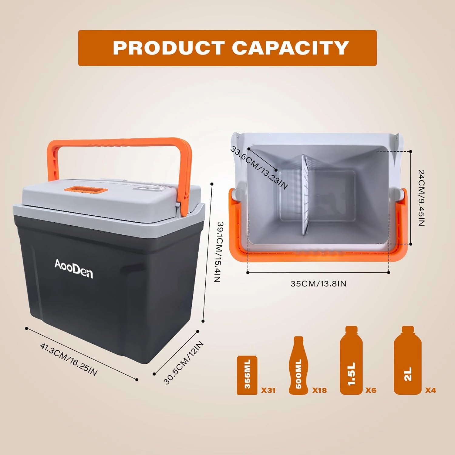 Upgrade 27 Quart (25Liter) Electric Car cooler and Warmer with New removable lid design, Thermoelectric Iceless Cooler for Travel, Camping, Vehicles, Truck, Home - 12V/24V DC and 120V