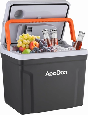 Upgrade 27 Quart (25Liter) Electric Car cooler and Warmer with New removable lid design, Thermoelectric Iceless Cooler for Travel, Camping, Vehicles, Truck, Home - 12V/24V DC and 120V