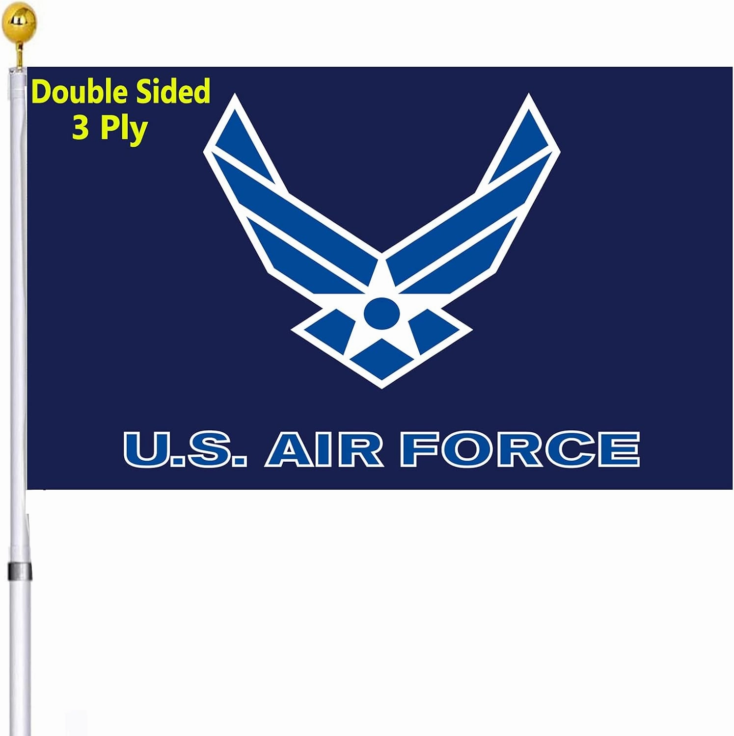 US Air Force Wings Military Flag Double Sided 3x5 Outdoor- United States USAF Wing Flags Blue Heavy Duty 3 Ply with 2 Brass Grommets for Outdoor Indoor Wall Truck