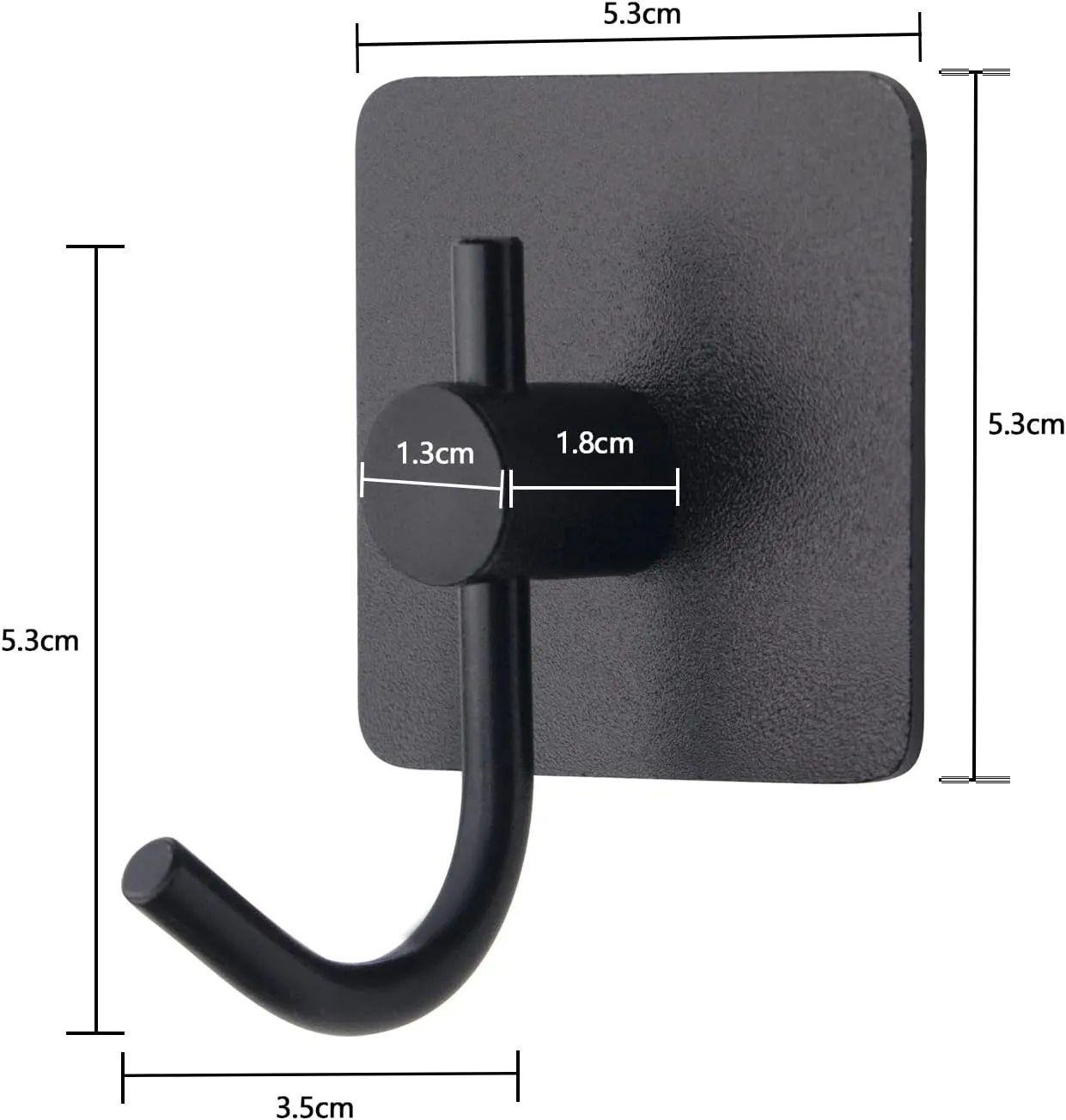 VAEHOLD 6 Pack Adhesive Wall Hooks, Heavy Duty Sticky Holder Aluminum Towel Hooks for Hanging Coat, Hat, Key, Clothes, Closet Hook Wall Mount for Kitchen, Bathroom, Office (Black)