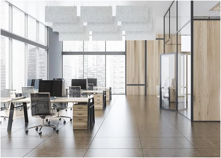 Versare Hanging SoundSorb Acoustic Baffles | Sound Dampening Material | Ceiling-Hung | Modern Design | 12" x 24" Black SoundSorb Panels