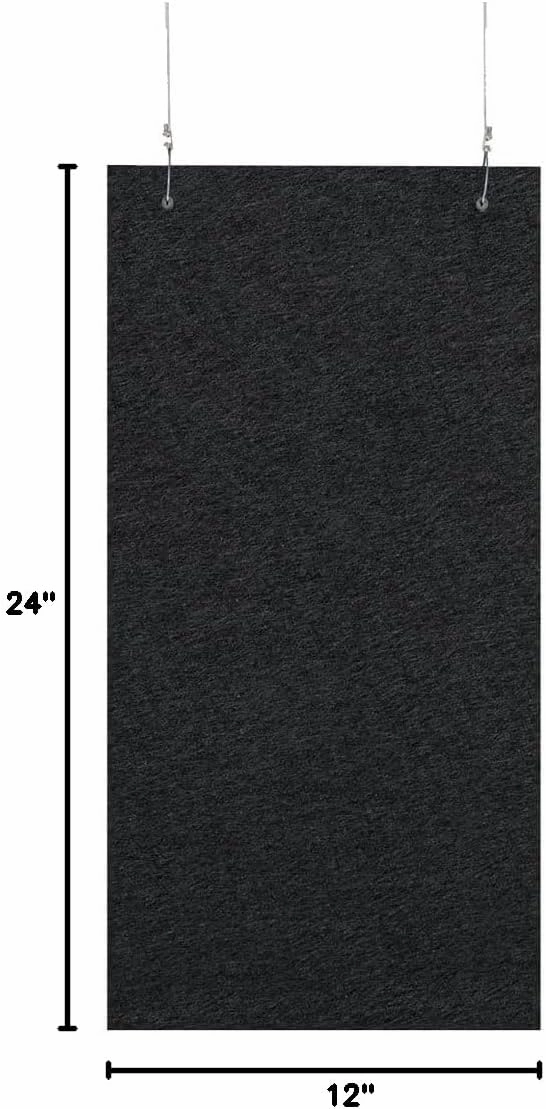 Versare Hanging SoundSorb Acoustic Baffles | Sound Dampening Material | Ceiling-Hung | Modern Design | 12" x 24" Black SoundSorb Panels