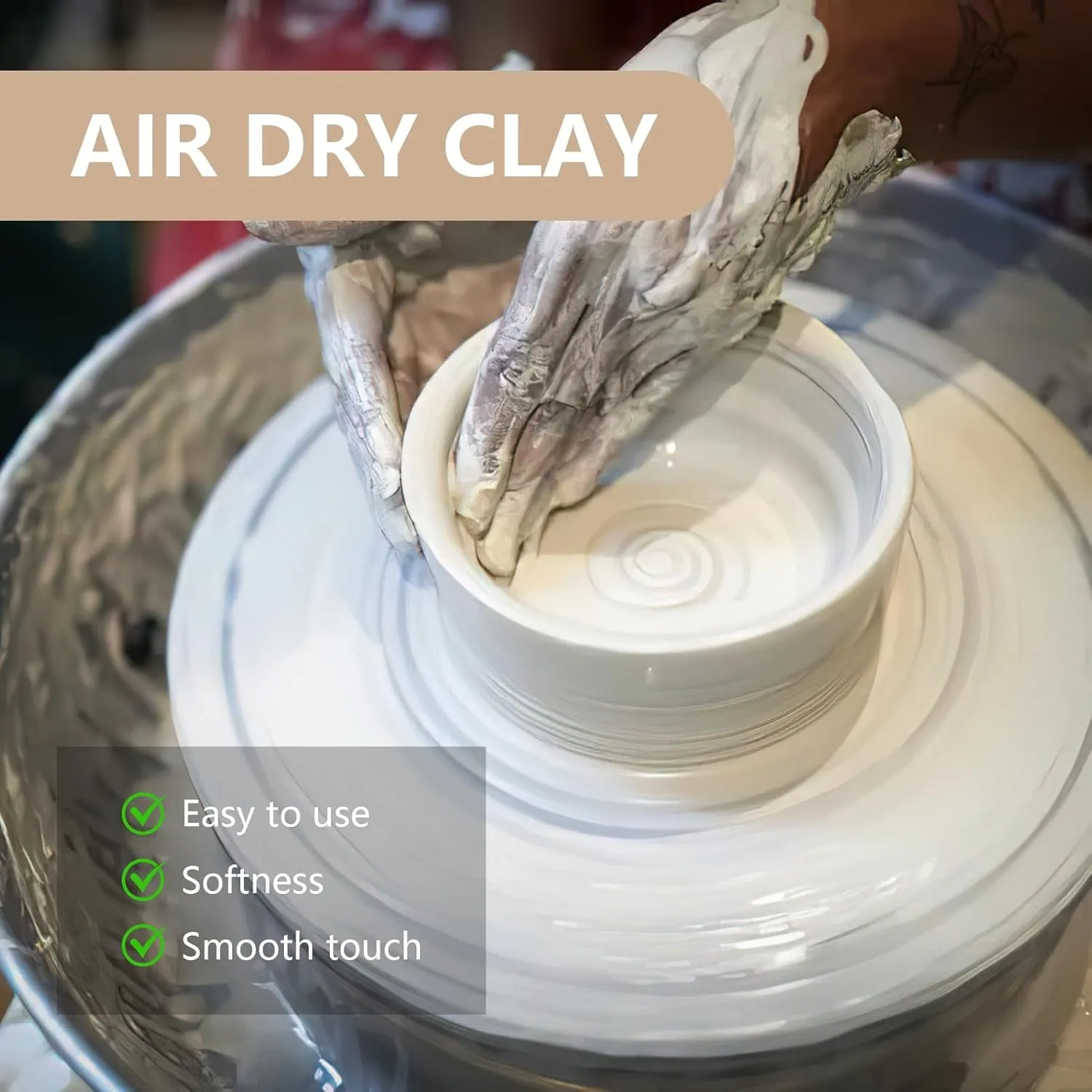 VIBRATITE Natural Air Dry Clay Bulk, 10LBs All-Purpose Modeling Sculpting Pottery Clay for Beginners and Professional (White)