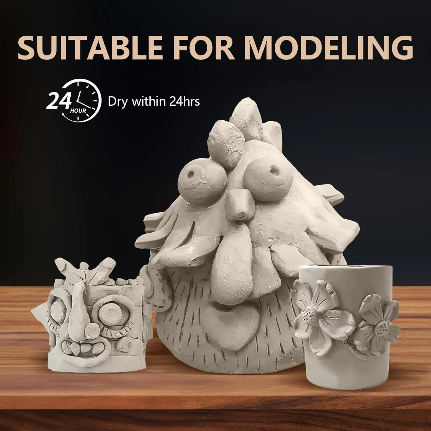 VIBRATITE Natural Air Dry Clay Bulk, 10LBs All-Purpose Modeling Sculpting Pottery Clay for Beginners and Professional (White)