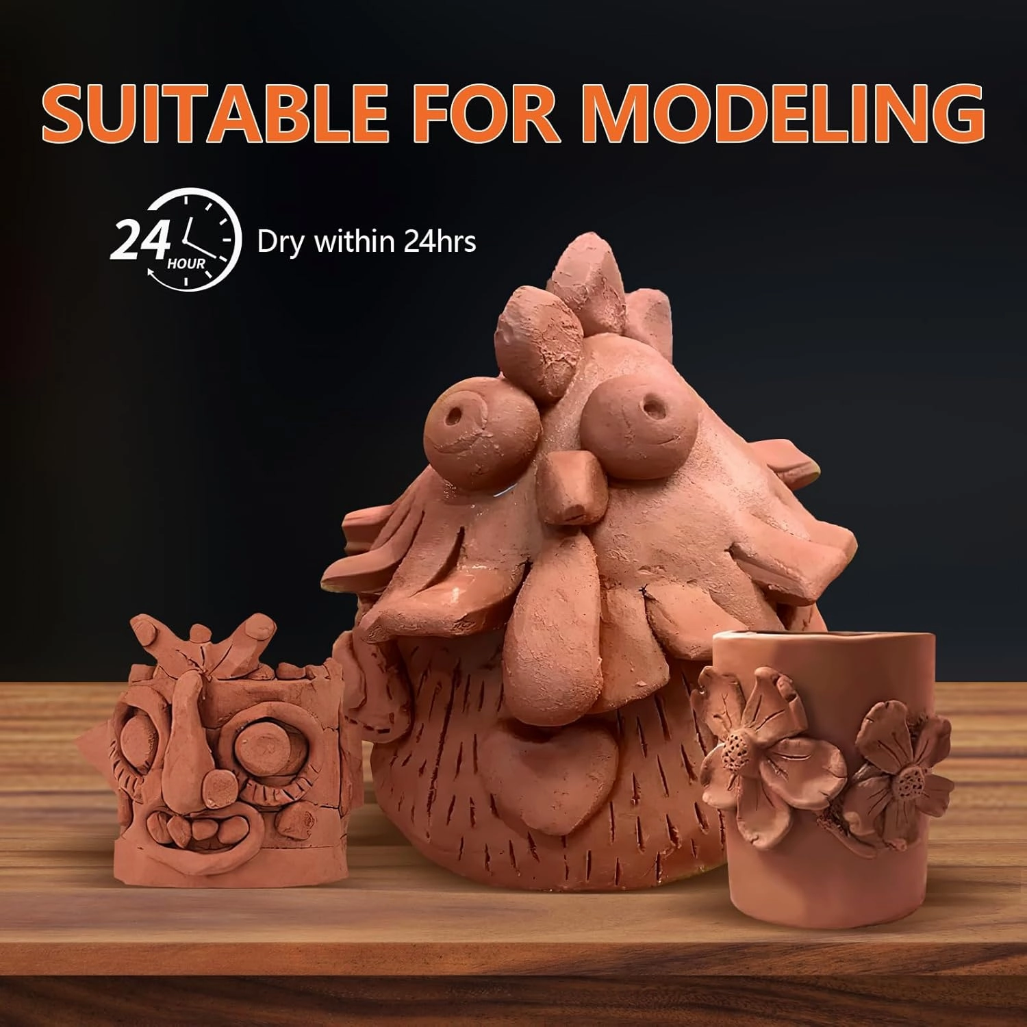 VIBRATITE Natural Air Dry Clay Bulk, 18LBs All-Purpose Modeling Sculpting Pottery Clay for Beginners and Professional (Terra Cotta)
