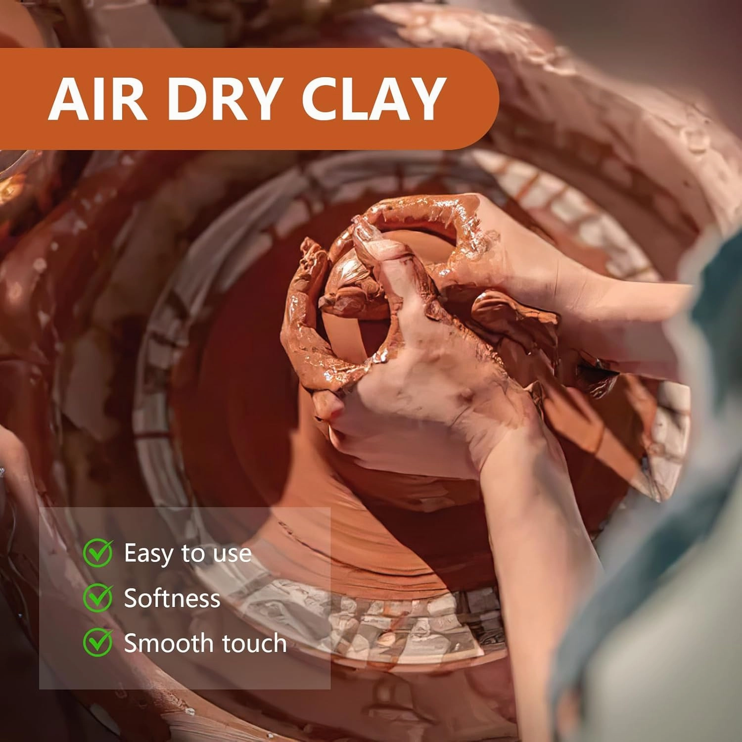 VIBRATITE Natural Air Dry Clay Bulk, 18LBs All-Purpose Modeling Sculpting Pottery Clay for Beginners and Professional (Terra Cotta)