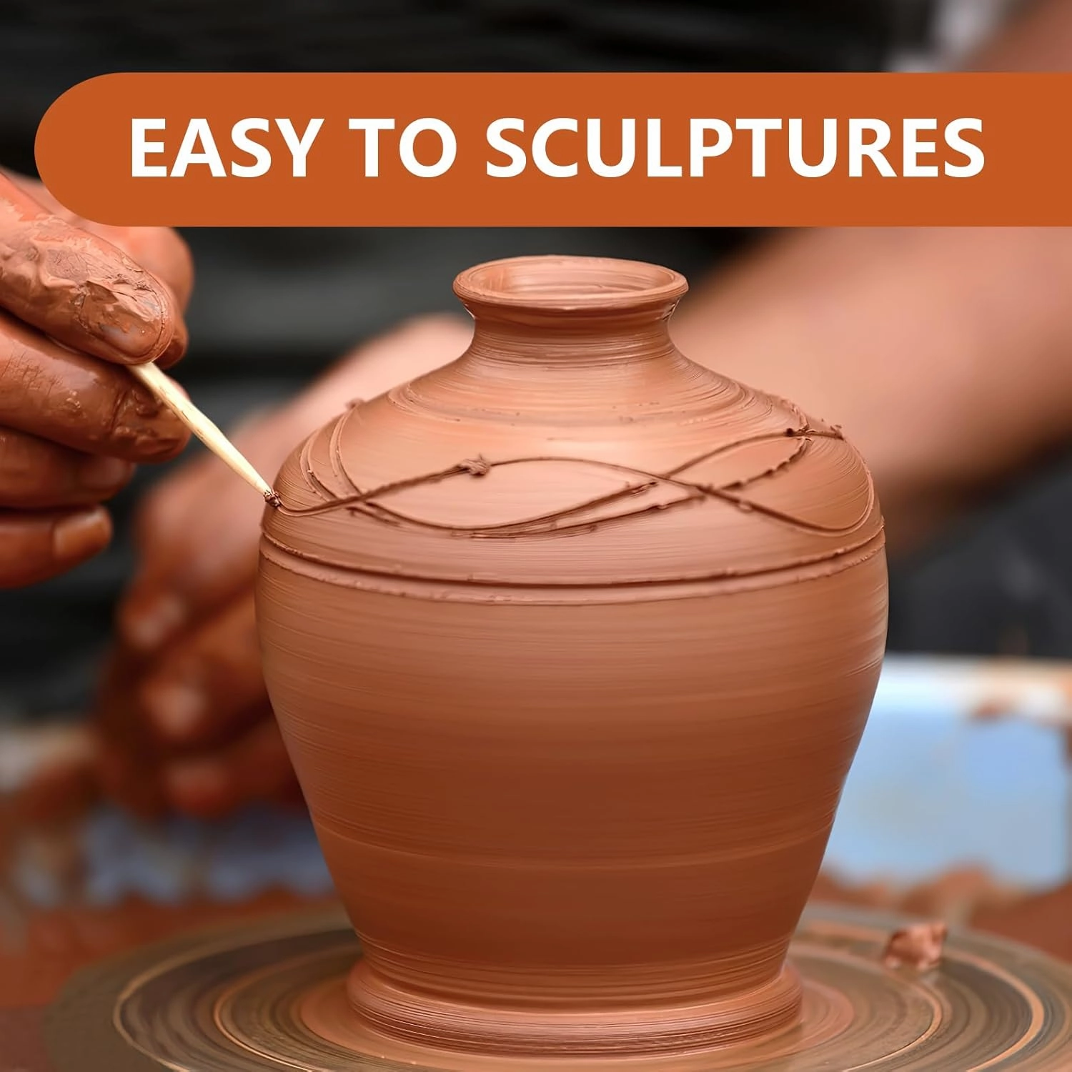 VIBRATITE Natural Air Dry Clay Bulk, 18LBs All-Purpose Modeling Sculpting Pottery Clay for Beginners and Professional (Terra Cotta)