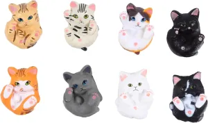 VICASKY 8pcs Mini Cat Ornaments Cute Cartoon Cat Decorations for Fairy Garden Dollhouse Safe Material for Desktop Display Present Ideas