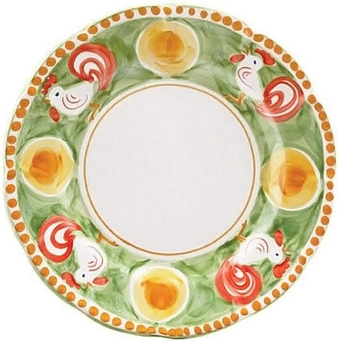 Vietri Campagna Gallina 12" D Hand-Painted Service Plate/Charger – Green, Terra Cotta, Dishwasher & Microwave Safe