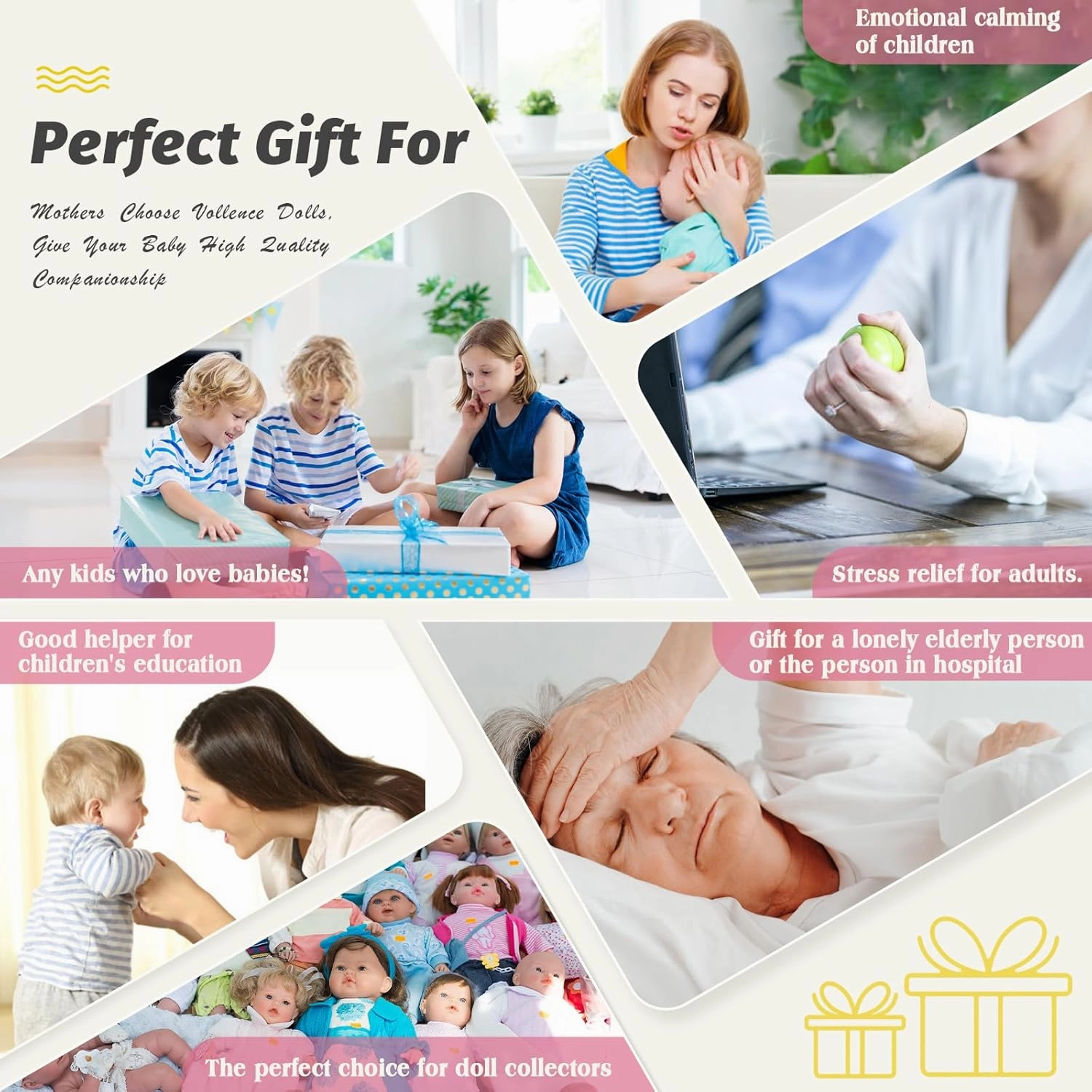 Vollence 12 inch Sleeping Reborn Baby Doll Silicone Full Body Girl Eye Closed Anatomically Correct Toys for Kids Toddlers Child Children Birthday Chirstmas Gifts - Girl
