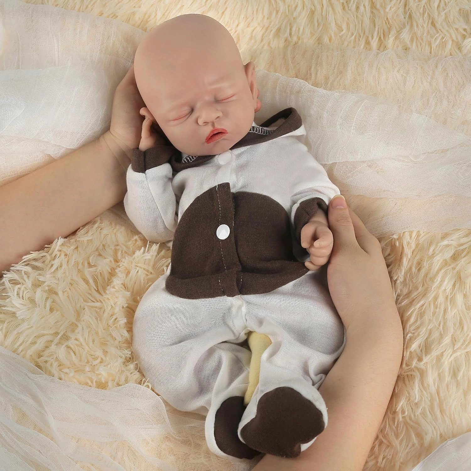 Vollence 12 inch Sleeping Reborn Baby Doll Silicone Full Body Girl Eye Closed Anatomically Correct Toys for Kids Toddlers Child Children Birthday Chirstmas Gifts - Girl