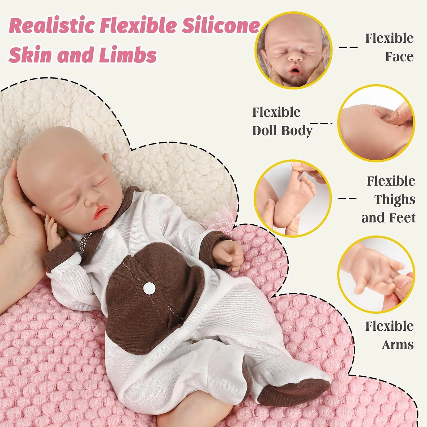 Vollence 12 inch Sleeping Reborn Baby Doll Silicone Full Body Girl Eye Closed Anatomically Correct Toys for Kids Toddlers Child Children Birthday Chirstmas Gifts - Girl