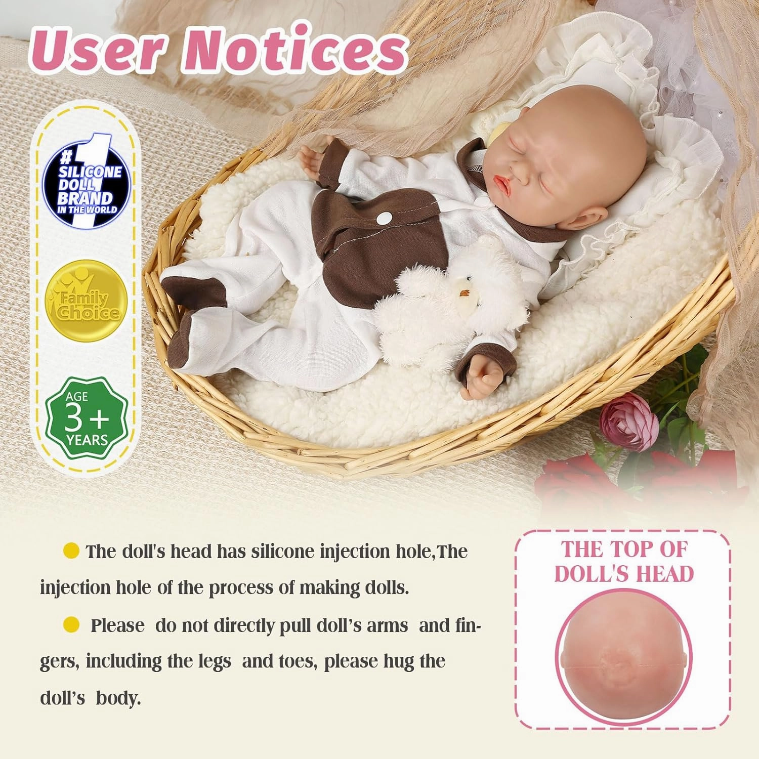 Vollence 12 inch Sleeping Reborn Baby Doll Silicone Full Body Girl Eye Closed Anatomically Correct Toys for Kids Toddlers Child Children Birthday Chirstmas Gifts - Girl
