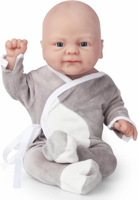 Vollence 16 inch Lifelike Silicone Baby Doll Boy Cute Solid Reborn Weighted Babies Stress Relief Toys with Toy Accessories Gift Set for Kids