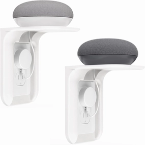 WALI Outlet Shelf Wall Holder,Bathroom Walls Shelves up to 10lbs Standard Vertical Duplex Wall Shelf Organizer for Smart Home Decor Space Saving Power Tools, Toothbrush (OLS002-W), 2 Pack, White