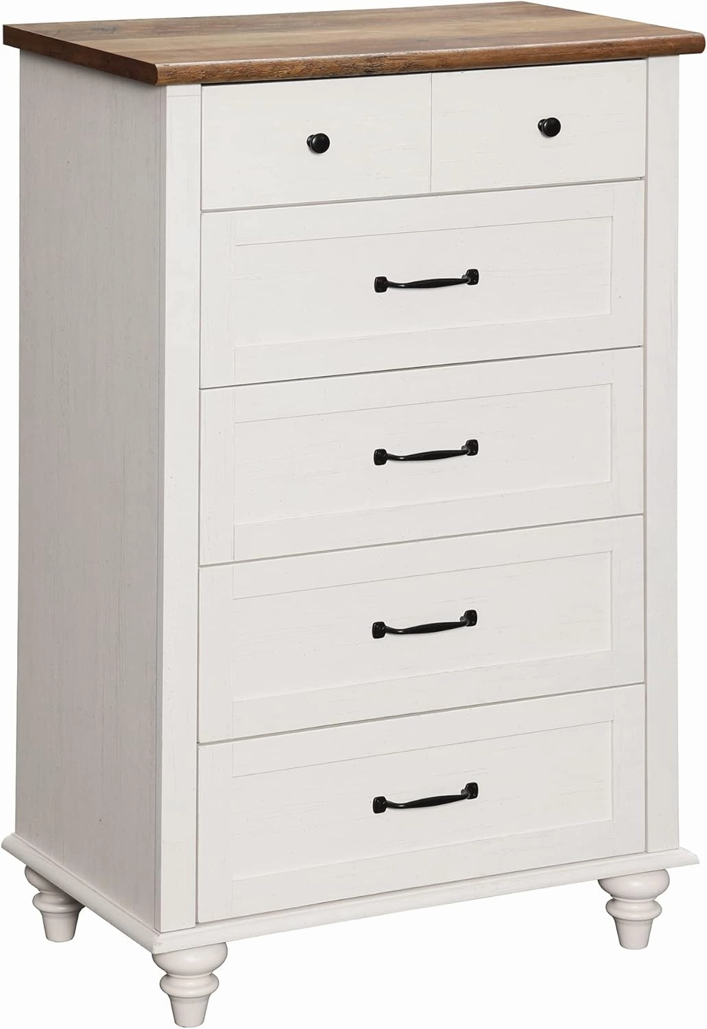 WAMPAT Small White Dresser for Bedroom with 5 Drawers, Mid Century Modern Chest of Drawers with Solid Wood Legs, Vertical Tall Storage Organizer, Farmhouse Dresser for Kids Bedroom