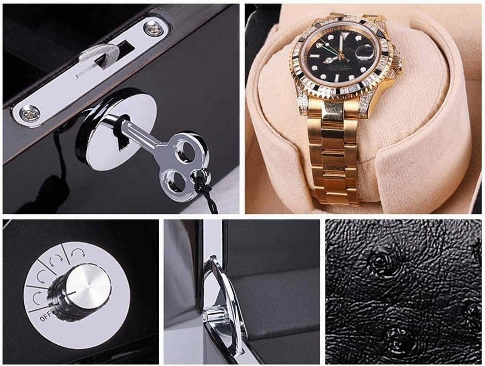 Watch case Automatic Winding Box Watch Rotation Storage Wood Storage Quiet and Durable Without Noise (White Sand White)