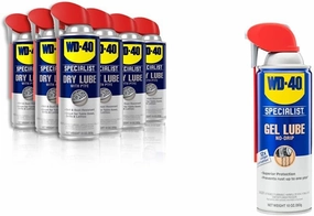 WD-40 Specialist Dry Lube with Smart Straw Sprays 2 Ways, 10 OZ [6-Pack] & WD-40 Specialist Gel Lube with Smart Straw Sprays 2 Ways, 10 OZ