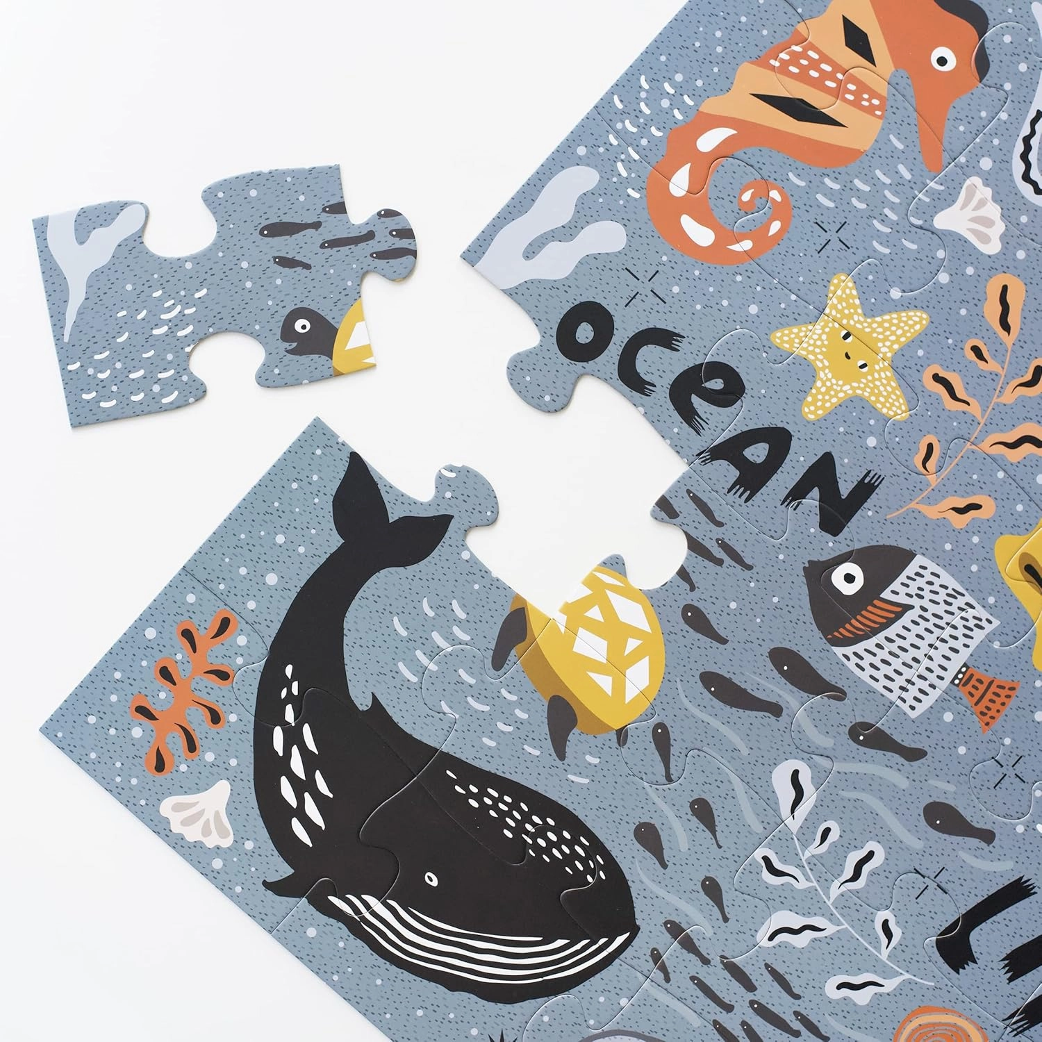 Wee Gallery Ocean Life Floor Puzzle, 24 Large Pieces, Durable Jumbo Jigsaw Floor Puzzles for Beginner, Toddlers, Preschool Kids, Learning Toy, Cognitive & Motor Development Activities, Brain Games