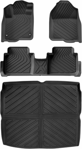 Weize Floor Mats & Cargo Liners for Honda CRV 2025 2024 2023 Honda CR-V Hybrid All Weather Floor Mats with Cargo Liner Full Set, 1st & 2nd Row & Trunk Mat (Upper Position)