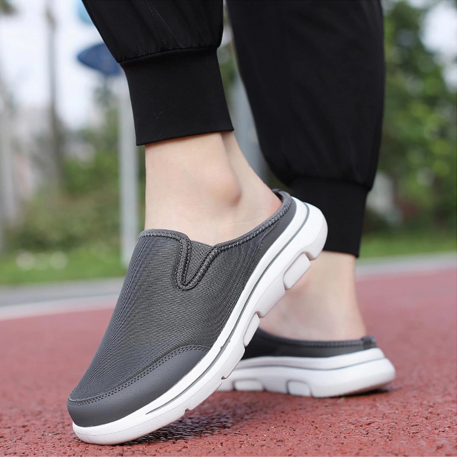 WENOREG Men's Mesh Lined Fleece Slip-on Flat Slipper Shoes,Winter Comfy Warm Indoor Outdoor Moccasin Orthotic Clog Slippers Non Slip Fluffy Wide House Shoes Mule Loafer