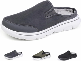 WENOREG Men's Mesh Lined Fleece Slip-on Flat Slipper Shoes,Winter Comfy Warm Indoor Outdoor Moccasin Orthotic Clog Slippers Non Slip Fluffy Wide House Shoes Mule Loafer