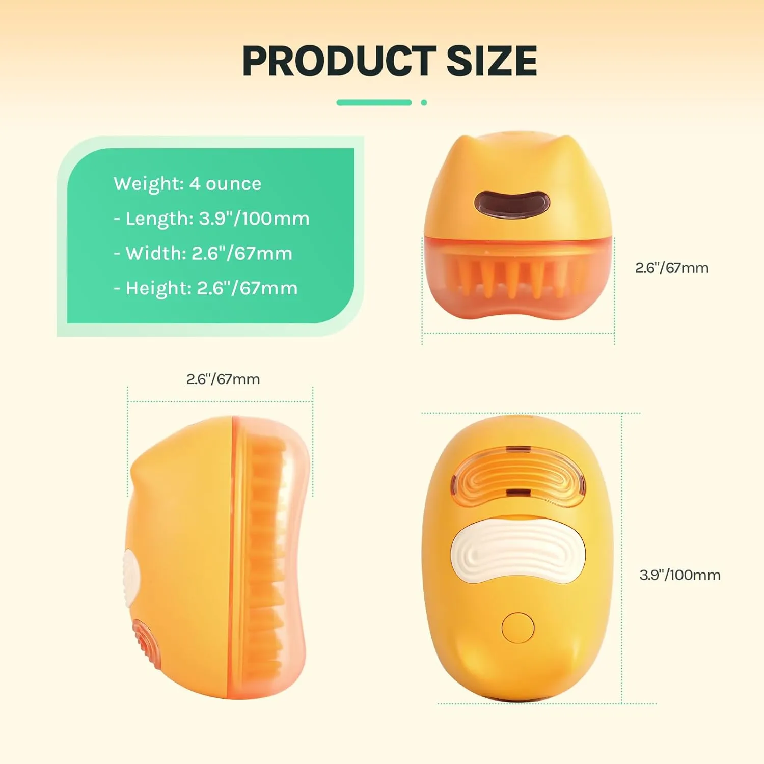 WGP Cat Steam Brush for Shedding, Pet Grooming Brush with Dual Head, Spray Cat Brush, Cat Mist Brush, Skin Friendly Grooming, Deshedding Brush for All Cats and Short Haired Dogs, Yellow