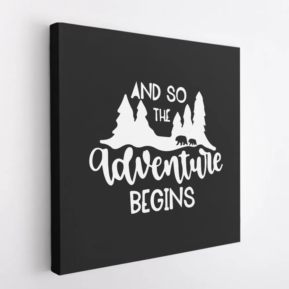 (White, 12x12x1.25 In) Gallery Wrapped Canvas Wall Art Print of Adventure Mountain Begins - 100% Cotton, Ready to Hang, High-Definition Giclée Printing, Fade-Resistant, Modern Home | BICUNCA0893014WH