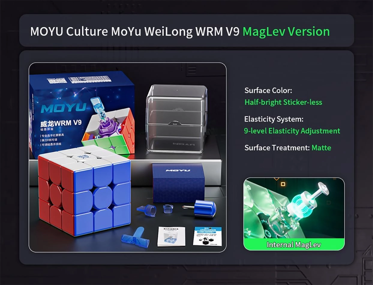Willking Moyu WRM V9 MagLev 2023 Speed Cube, Moyu WeiLong WR M V9 Magnetic & MagLev Professional Flagship 3x3 Stickerless