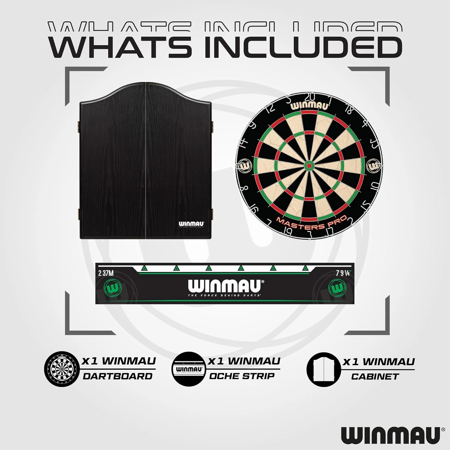 Winmau Darts - Masters Pro Premium Bristle Dartboard Set - Includes Dart Board, Darts, Flights, Shafts and Oche Strip - Professional Steel Tip Darts & Dart Board for Adults