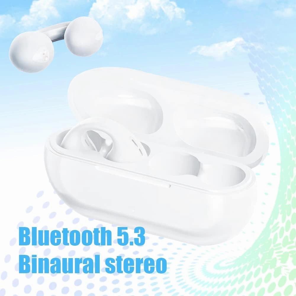 Wireless Ear Clip Skeleton Conduction Headphones, Open Ear Headphones Wireless Bluetooth, Skeleton Conduction Headphones Bluetooth Earphones for Running, Sports, Cycling (Khaki Power Display)