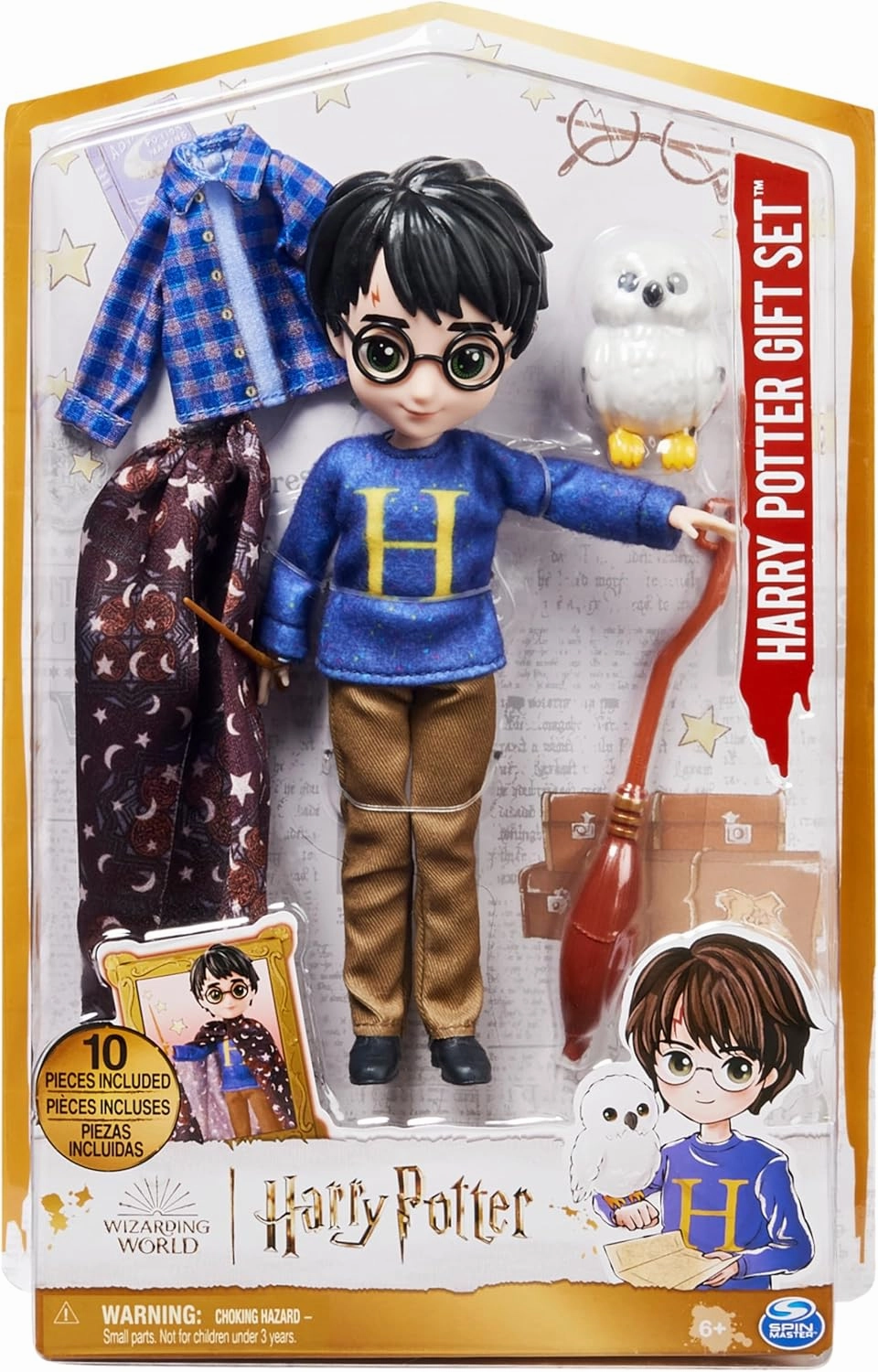 Wizarding World Harry Potter, 8-inch Harry Potter Doll Gift Set with Invisibility Cloak and 5 Doll Accessories, Kids Toys for Ages 6 and up
