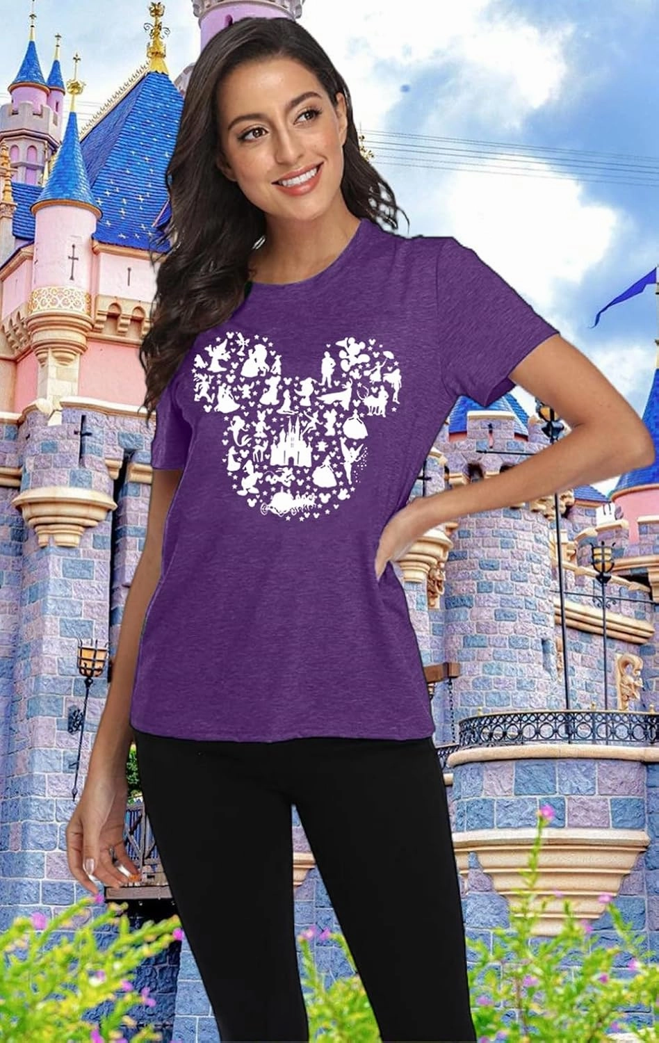 Women Magic Kingdom Castle Shirt Castle Fairy Graphic Tee Women Casual Vacation Holiday Short Sleeve Tee Top